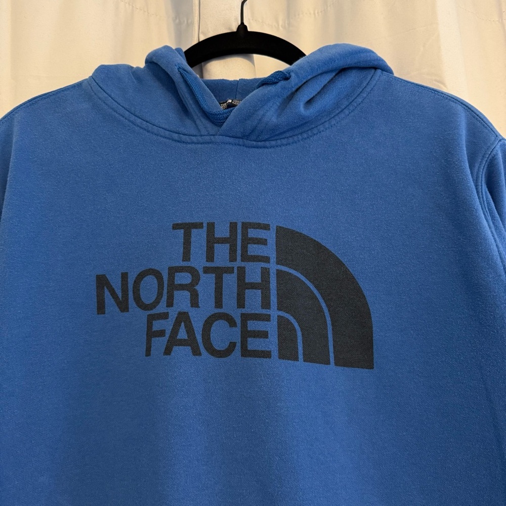 The North Face Blue Logo Hoodie Pullover Fleece Mens Medium - Picture 4 of 13